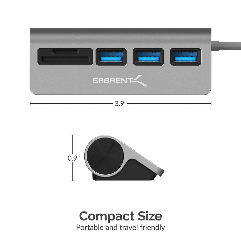 [Australia - AusPower] - SABRENT USB-C 3.0 Hub, 5-in-1 USB SD Card Reader, SD & TF Dual Slot + 3 USB 3.0 Hub Portable Compatible with MacBook, Mac Pro/Mini, iMac, XPS, Surface Pro, Windows, Thunderbolt (HB-U3CR) USB 3.0 Type C 