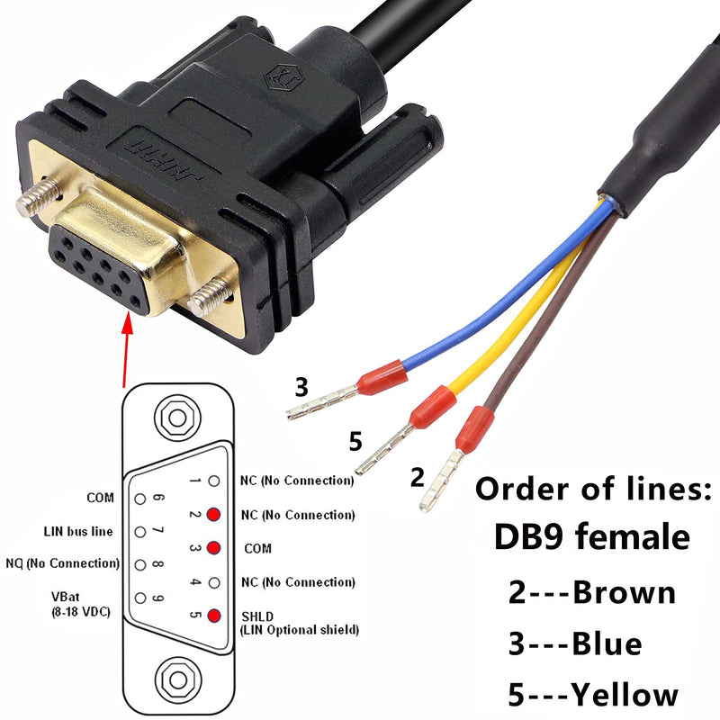 [Australia - AusPower] - XMSJSIY DB9 Connector RS232 Serial Port Cable DB9 Adapters Solderless 9-Pin COM Port Breakout Replacement Cable Order:235 (Female) -1.5m/4.92Feet female 