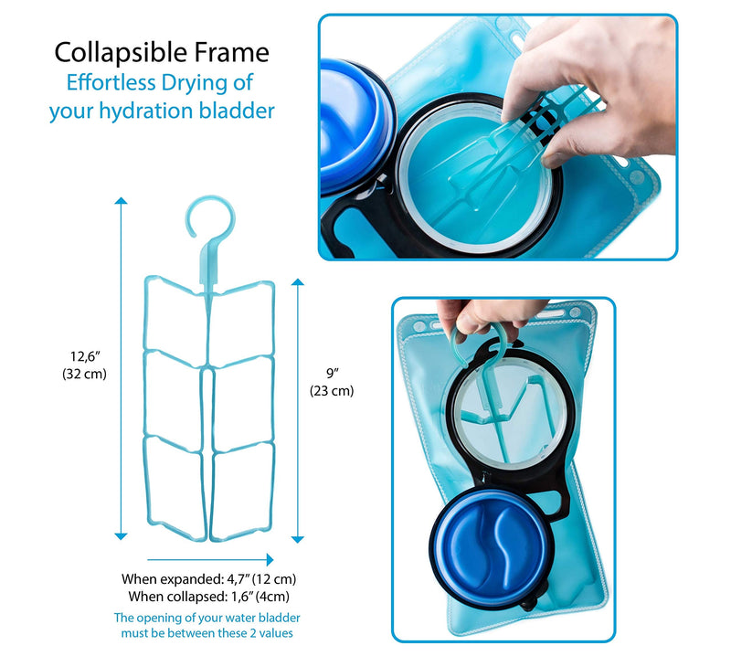 [Australia - AusPower] - InnerFit Hydration Bladder Cleaning Kit - 5 in 1 Water Bladder Cleaning Kit for Universal Bladders - 3 Brushes - 1 Collapsible Frame - 1 Carrying Pouch 