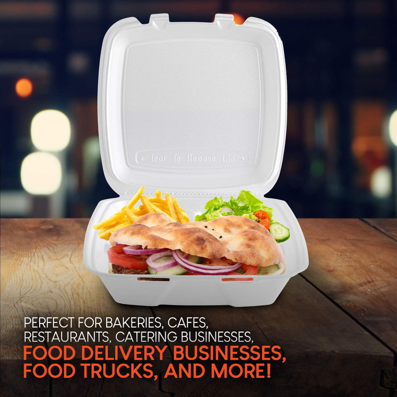 [Australia - AusPower] - Stock Your Home 9 Inch Clamshell Styrofoam Containers (25 Count) - 3 Compartment Food Containers - Large Carry Out Container for Food - Clamshell Take Out Containers for Delivery, Takeout, Restaurants 