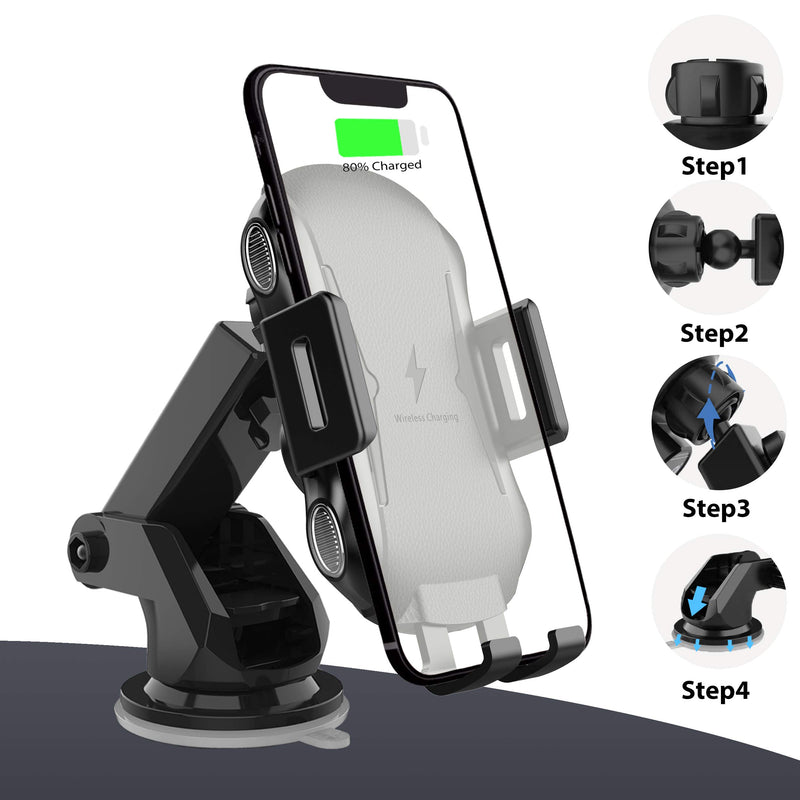 [Australia - AusPower] - Wireless Car Charger, 10w Fast Auto Clamping Wireless Car Charger Mount, Windshield Dashboard Air Vent Phone Holder for iPhone 13/13 Pro/Pro Max,Samsung Note10/S10/S9 etc. 