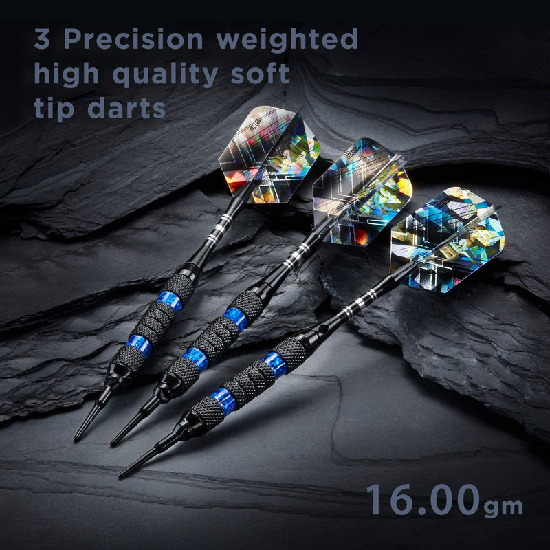 [Australia - AusPower] - Viper Black Ice Soft Tip Darts Blue Rings 18 Grams 