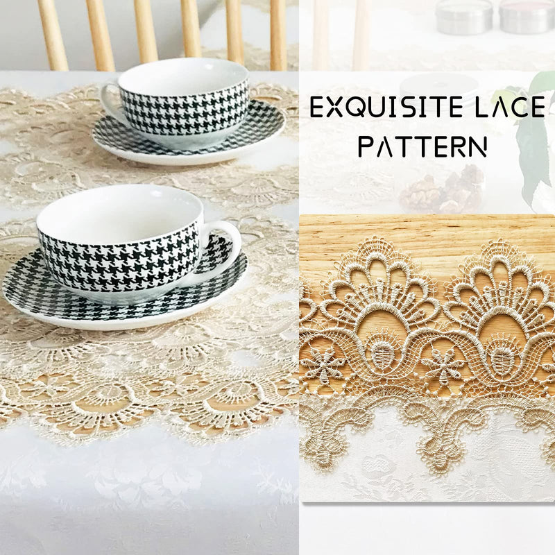 [Australia - AusPower] - BrekSdat Lace Placemats of Polyester for Dining Table Set of 2 Farmhouse Style for Fall Wedding Hotel Kitchen 12 x 18 Inches Vintage Embroidered for Halloween, Thanksgiving or Christmas, Washable Carnation-beige 2pcs 