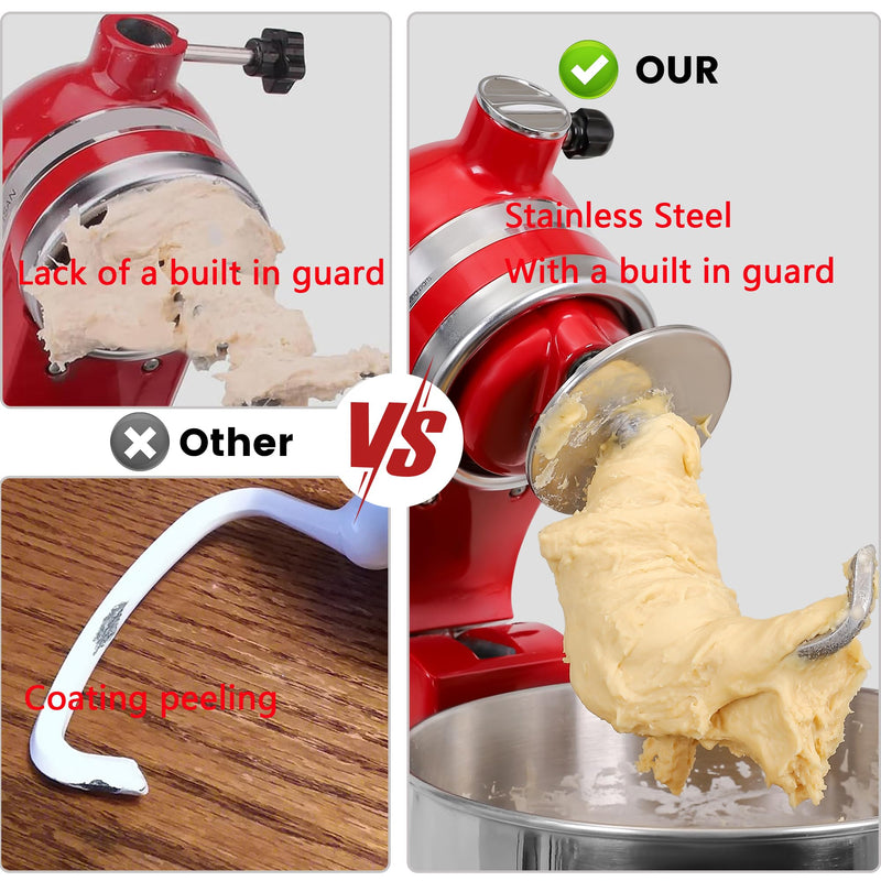 [Australia - AusPower] - RAFBAR Stainless Steel Dough Hook Attachment for KitchenAid 4.5-5 Quart Tilt-Head Stand Mixer, Replacement for Kitchenaid Mixer Attachments 