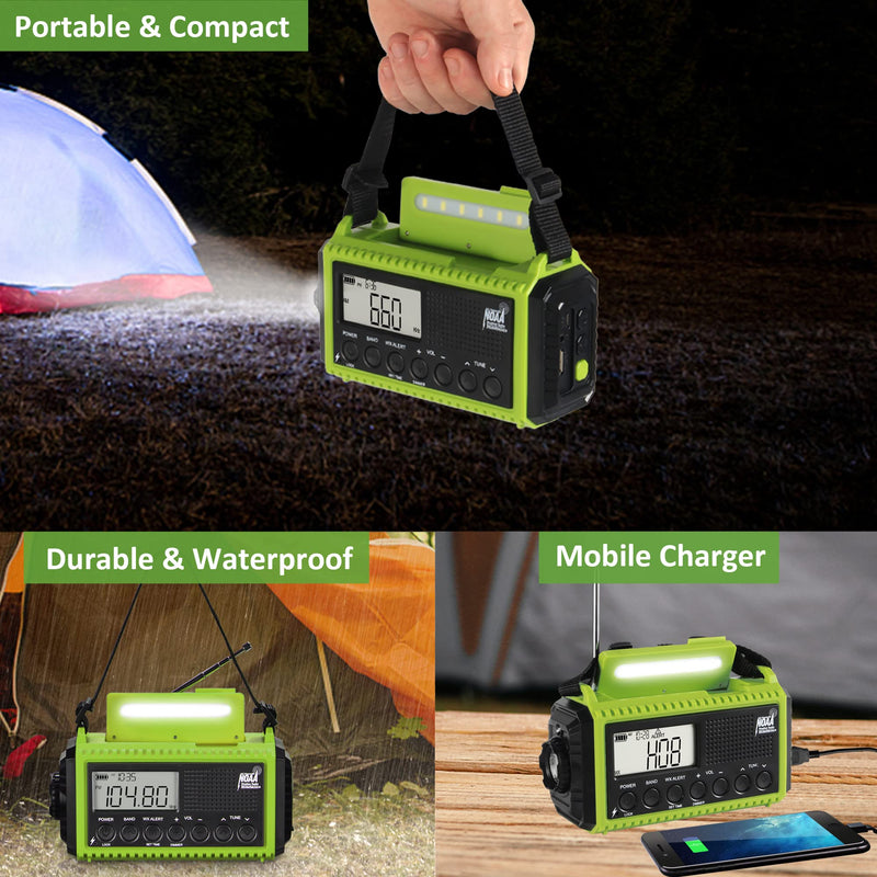 [Australia - AusPower] - Emergency Hand Crank Radio Solar Charging, 5000 AM/FM/SW/NOAA Weather Alert Radio with LCD Display, Phone Charger, Camping Flashlight, Read Lamp&SOS, Portable Survival Kits Radio for Emergency Home Green 