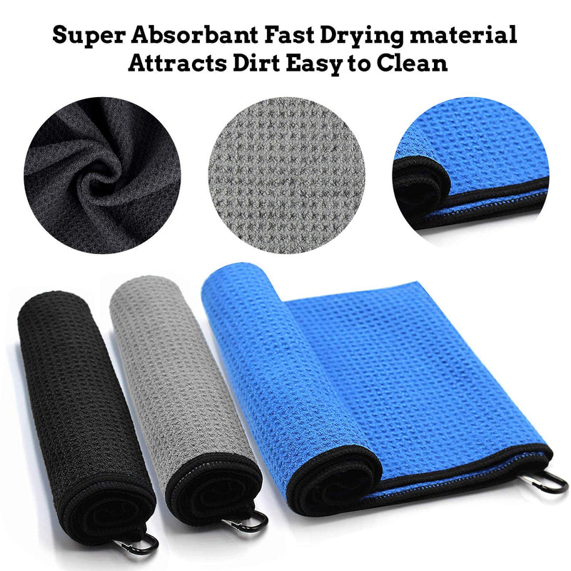 [Australia - AusPower] - ToVii Golf Towel Microfiber Waffle Pattern Golf Towel | Brush Tool Kit with Club Groove Cleaner | Golf Divot Tool | Golf Accessories for Men 