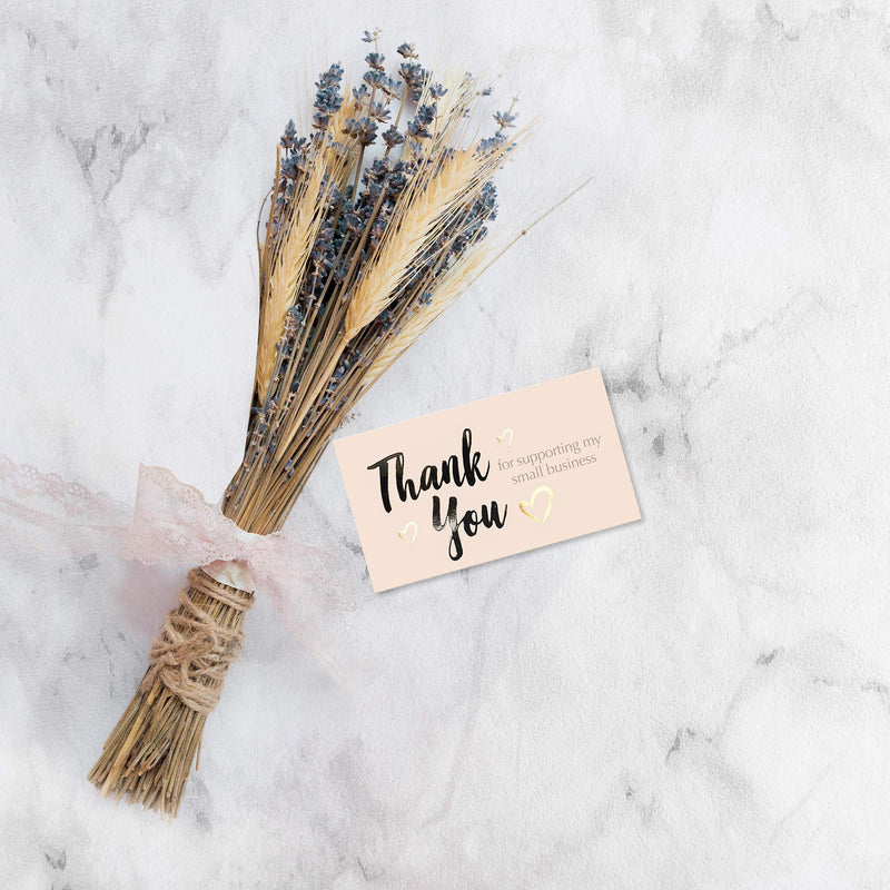 [Australia - AusPower] - Easykart 120 Thank You For Supporting My Small Business Cards, Gold Foil Business Card Size 3.5" x2", Thank You Cards for Online Retail Shop, Small Business, Customer Package Inserts 1 PACK 