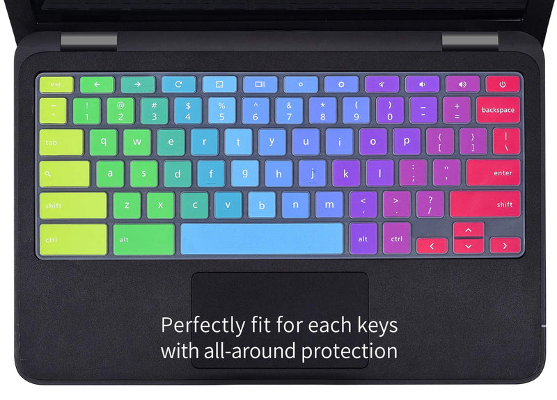 [Australia - AusPower] - Colorful Keyboard Cover for Dell 11.6 Chromebook 3100 / Dell Chromebook 11 3120 3180 3181 3189 5190 P22T 11.6" / Dell Chromebook 13 3380 13.3" Protective Skin, Dell Chromebook Accessories, Rainbow 11.6 Inch 