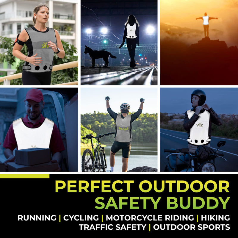 [Australia - AusPower] - 247 Viz Blaze Reflective Running Vest Safety Gear - 360˚ High Visibility Vest for Women & Men - Running, Walking, and Cycling Small 