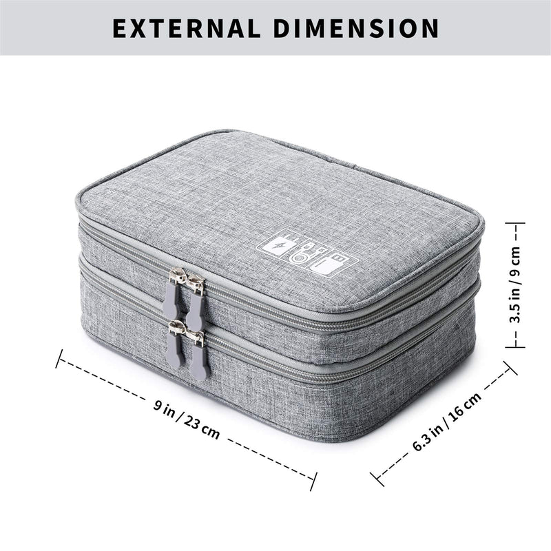 [Australia - AusPower] - Travel Cable Organizer Bag, Electronic Accessories Case Portable Double Layer Cable Storage Bag for Cord,Phone,Charger, Flash Drive, Phone, SD Card,Personal Items - (Grey) S Grey 