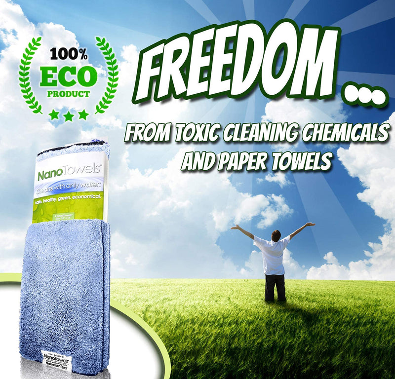 [Australia - AusPower] - Nano Towels Cleaning Cloths Cleans With Only Water - Wipes Away Dust, Spills & Grime Instantly Without Chemicals Paper Or Microfiber Supplies. Kitchen, Bathroom, Window, Glass 14x14” 4-Pack Nano Blue 