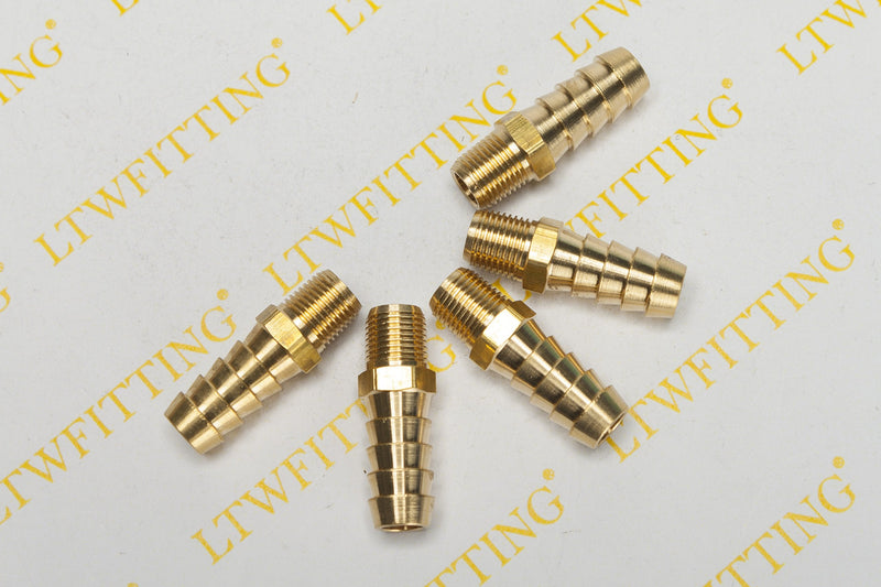 [Australia - AusPower] - LTWFITTING Brass Fitting Coupler 3/8-Inch Hose Barb x 1/8-Inch Male NPT Fuel Gas Water(Pack of 5) 