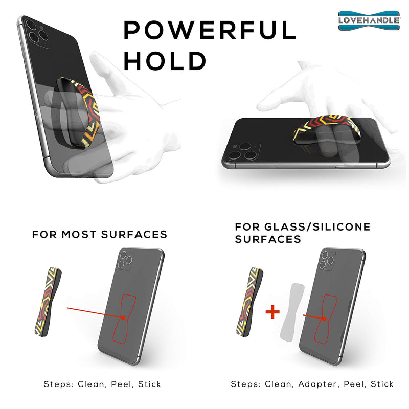 [Australia - AusPower] - LOVEHANDLE Phone Grip for Most Smartphones and Mini Tablets, Ancestors Design Colored Elastic Strap with Black Base, LH-01-Ancestors 