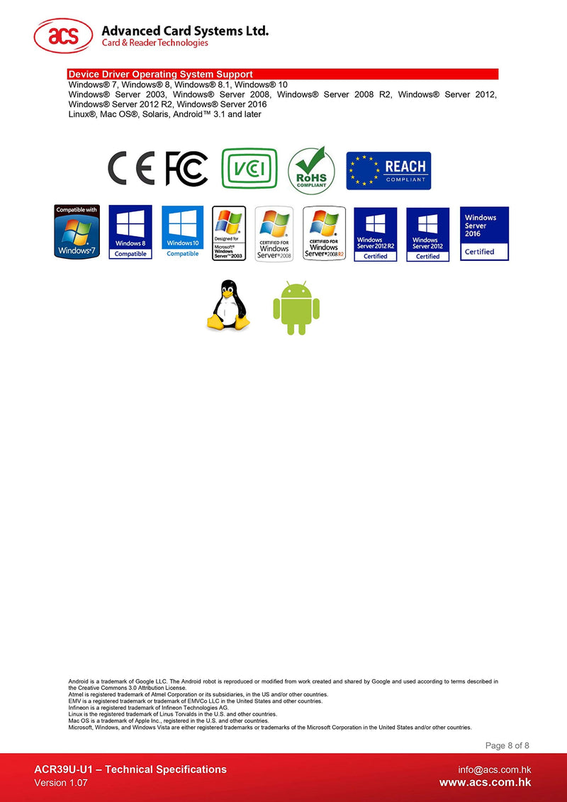 [Australia - AusPower] - USB Smart Card Reader ACS ACR39U 