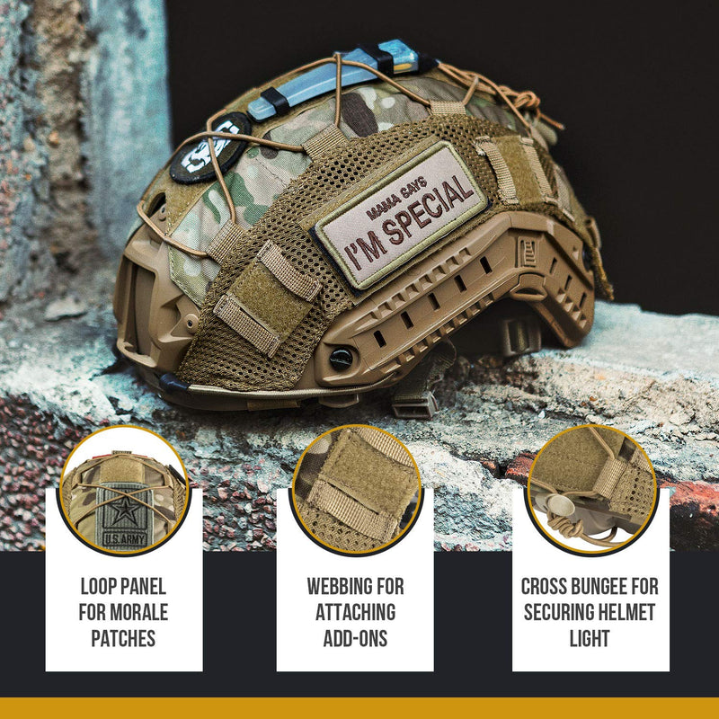 [Australia - AusPower] - OneTigris Multicam Helmet Cover - No Helmet ZKB05 for Ops-Core FAST PJ Helmet in Size M/L & OneTigris PJ/MH Helmet in Size M/L - Tropic 