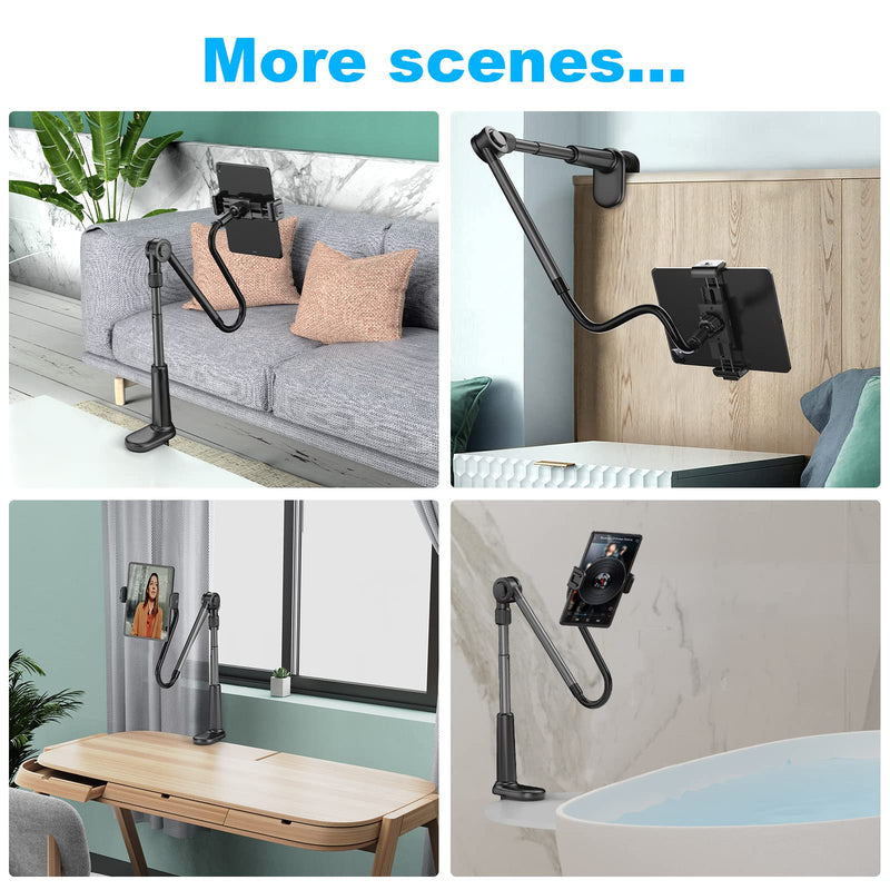 [Australia - AusPower] - UHIKY 4.6"-11" Phone & Tablet Bed Holder, gooseneck Cellphone Stand, Flexible Overhead Mount clamp Clip for Desk Bedside headboard, Recording Filming, for iPhone/iPad/Tablet TS-MODEL2 