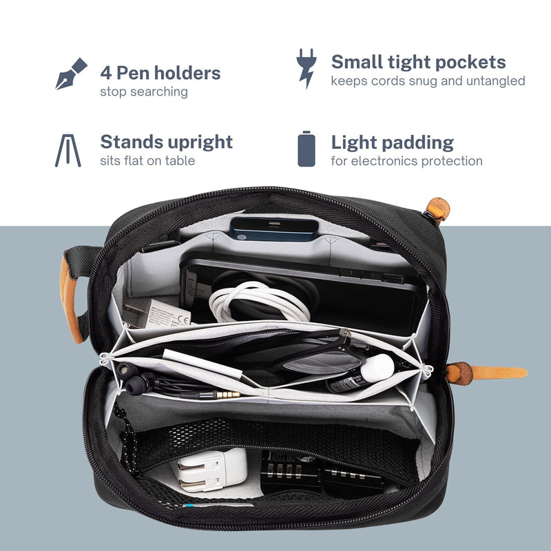 [Australia - AusPower] - Tech Bag and Electronics Organizer Bag for Travel (Black) Black 