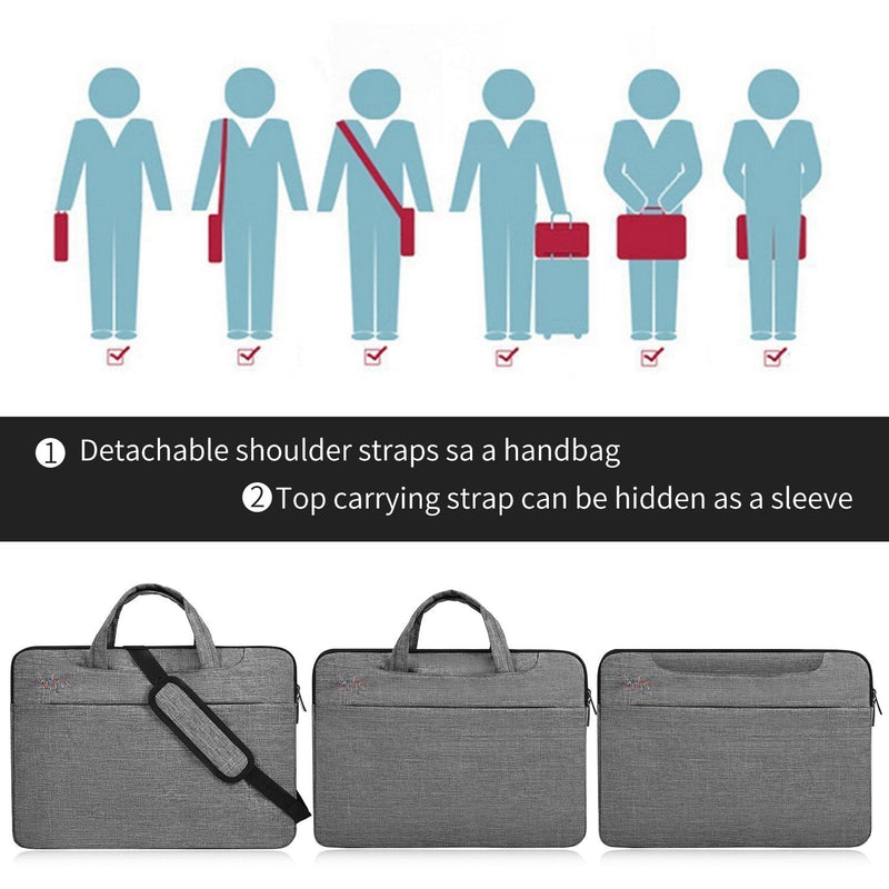 [Australia - AusPower] - 13-15.6 Inch Laptop Sleeve Case Women Men Shoulder Bag Briefcase Messenger Bag Portable Handbag 15-15.6 Inch Gray 