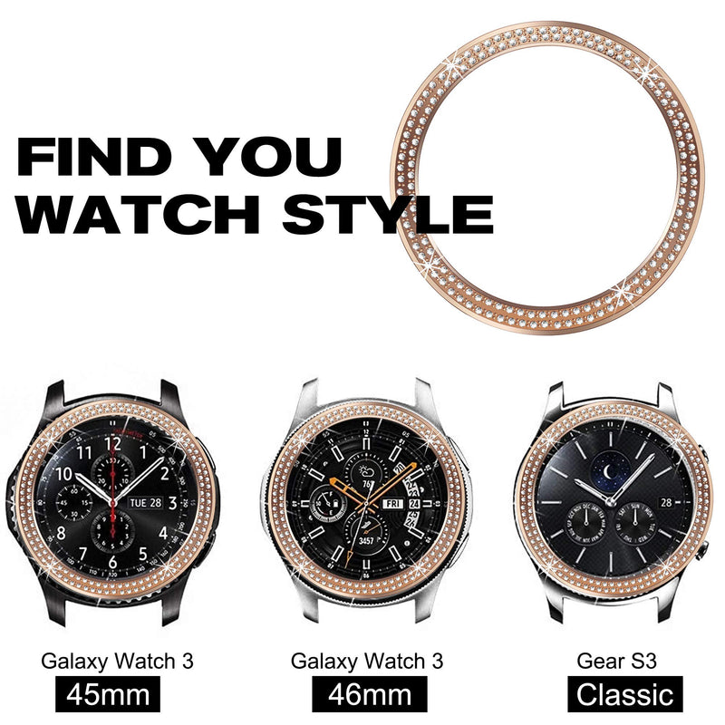 [Australia - AusPower] - Bekomo Bands Compatible Galaxy Watch 3 Band 45mm with protective bezel,Women Men Bling Diamond Jewelry Strap Compatible for Samsung Galaxy Watch 45mm/46mm/Gear s3 Frontier/Classic,Sport(Rose Gold). Rose Gold 