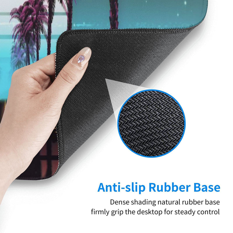 [Australia - AusPower] - Retrowave Synthwave Large Gaming Mouse Pad XL Desk Mat Long Extended Mousepad Nonslip Rubber Base Stitched Edges Office Desktop Decor Mice Pads 31.5'' X 11.8'' 