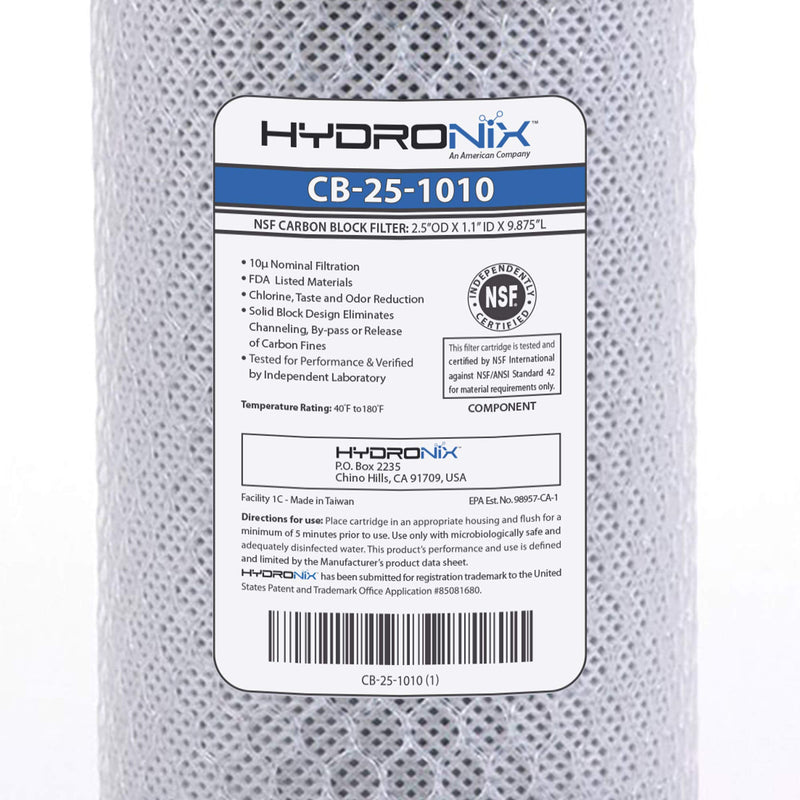 [Australia - AusPower] - Hydronix CB-25-1010 Reverse Osmosis & Drinking Filter Systems NSF Coconut Carbon Block Water Filter 2.5 x 10-10 Micron 