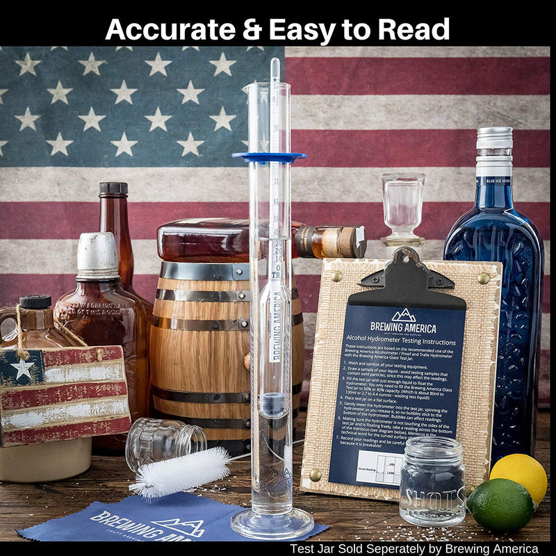 [Australia - AusPower] - American-Made Alcohol Hydrometer Tester 0-200 Proof & Tralle Pro Series Traceable - Distilling Moonshine Alcoholmeter for Proofing Distilled Spirits 