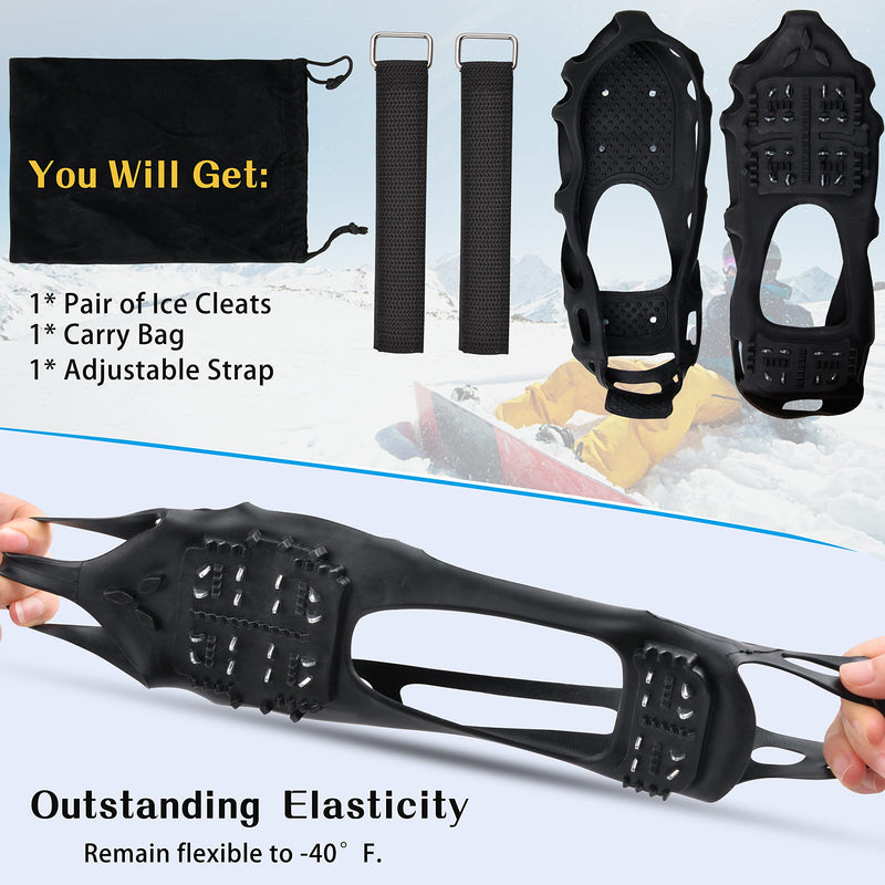 [Australia - AusPower] - Ice Cleats for Shoes and Boots,Snow Traction Cleats Crampons for Women Men Kids Anti Slip 24 Spikes Shoes Walk Traction Cleats on Snow and Ice With Adjustable Strap Small(3.5-5 men/5.5-7 women) 