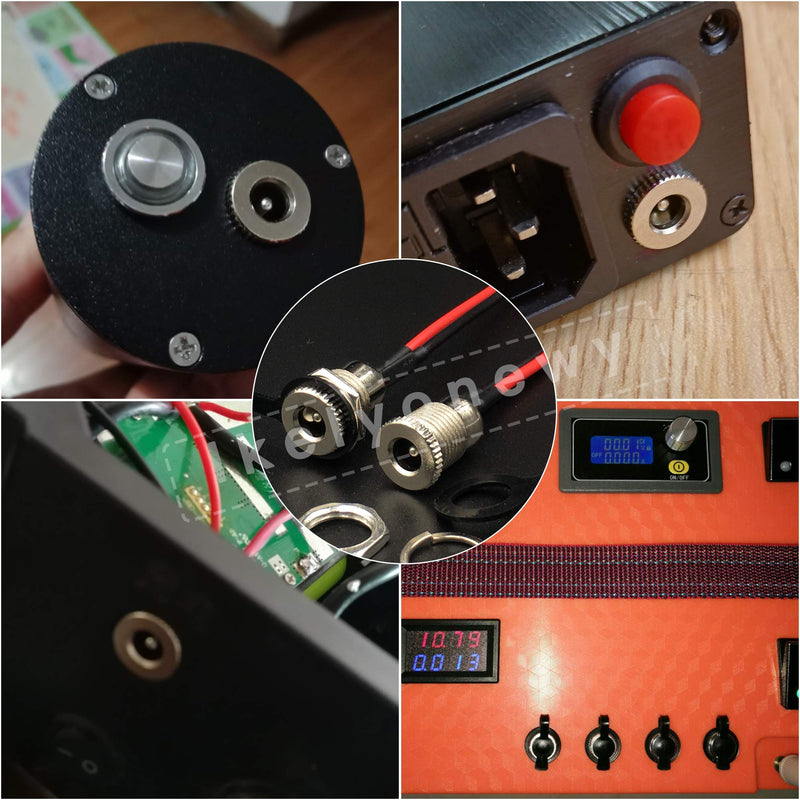 [Australia - AusPower] - 5.5 x 2.1 mm DC Power Jack Socket Threaded Female Panel Mount Connector Adapter with Dustproof Plug 6Pack 