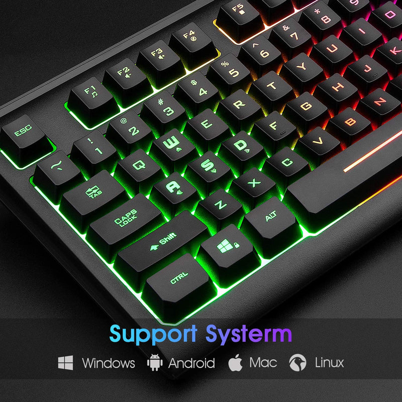 [Australia - AusPower] - Rii Primer RGB Compact Gaming Office Keyboard RK104,Backlight Keyboard,Small 87 Keys No Number Pad Keyboard for Windows PC Laptop Desktop 