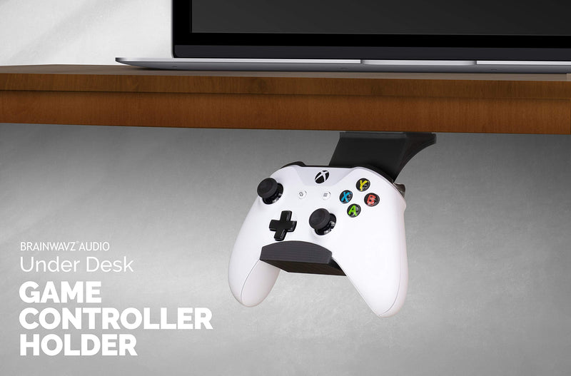 [Australia - AusPower] - Gamepad Under The Desk Mount Holder Hanger for Xbox One, Switch, PS4, PC, Steam, Steelseries & Most Game Controllers, No Screws, VHB Tape, by Brainwavz (Black, Improved Adheasion Nov2019) Black 
