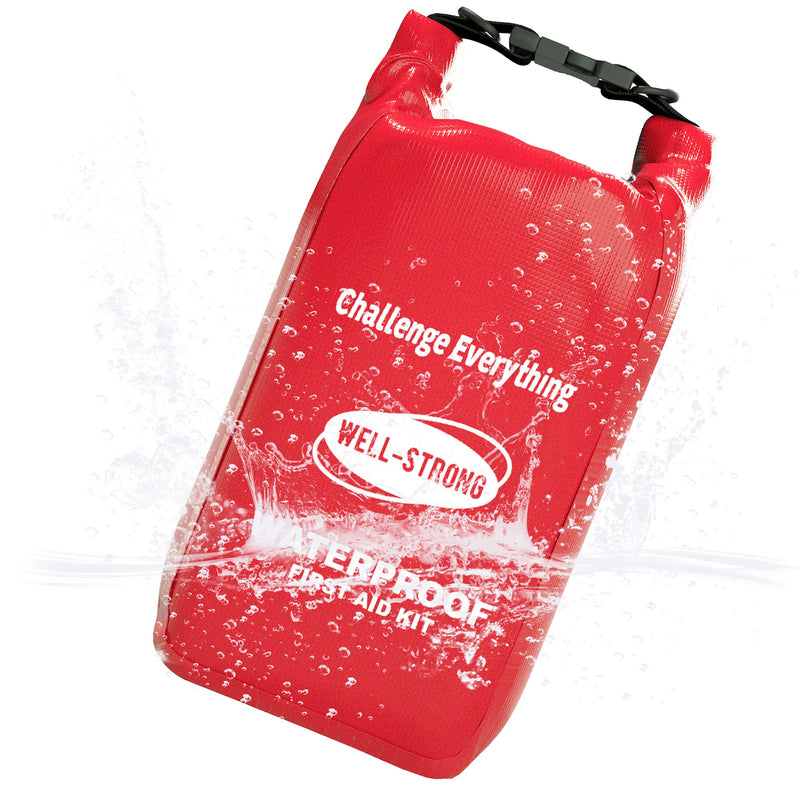 [Australia - AusPower] - WELL-STRONG Waterproof First Aid Kit Roll Top Boat Emergency Kit with Buckles for Fishing Kayaking Boating Swimming Camping Rafting Beach Red Ws011-red 