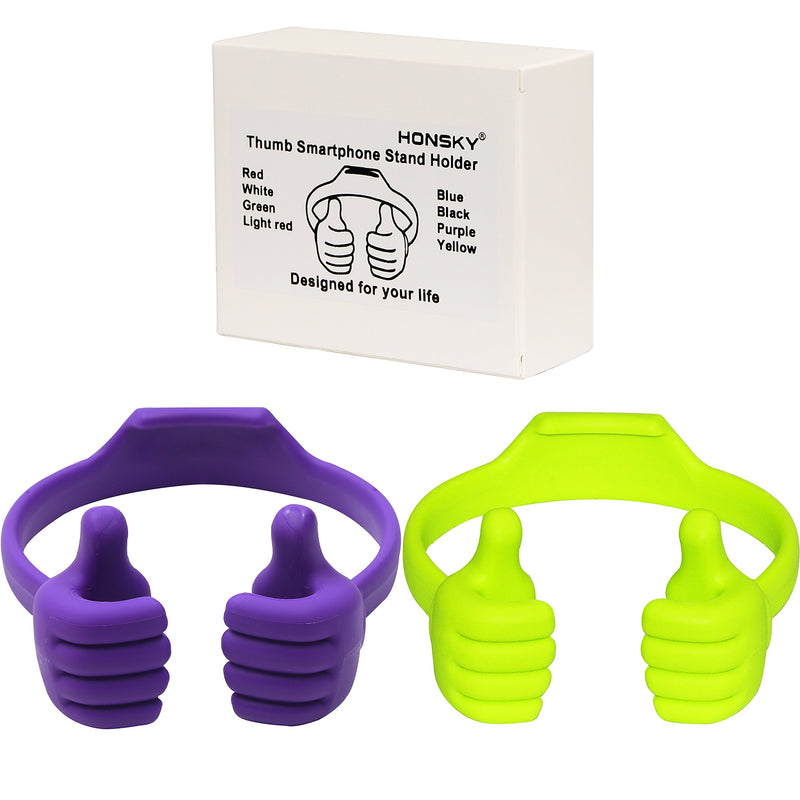 [Australia - AusPower] - Honsky Thumbs-up Phone Stand for Tablets, E-readers and Smart Phones - 2 Pack - Green, Purple Green,Purple 