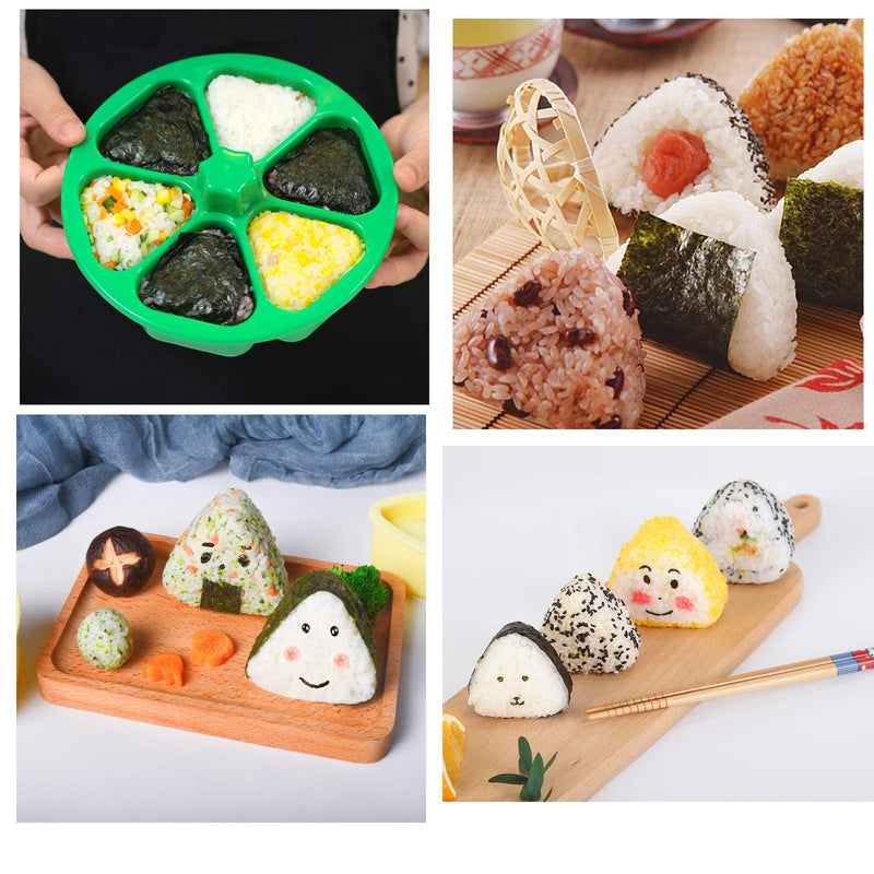 [Australia - AusPower] - Sunormi 6 Cavity Triangle Sushi Mold Onigiri Rice Ball Press Maker Non-stick Sushi Maker Tools For Seaweed Cilantro Rice Balls 