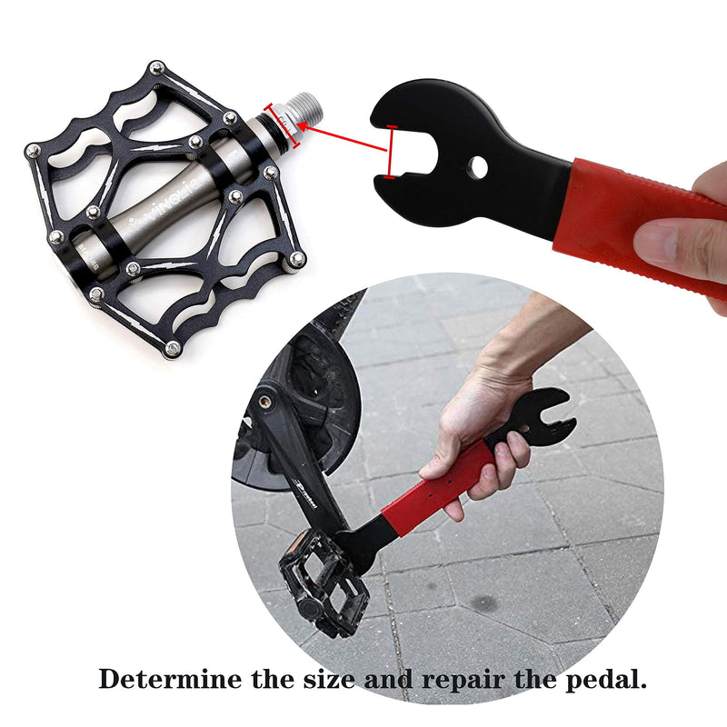 [Australia - AusPower] - Pedal Wrench Double Sided Bicycle Pedal Removal 15/16/17mm Bike Spanner Home Mechanic Pedal Repair Tool With Long Hand Comfortable Grip Energy-saving Cycling Crank Set for Biking Maintenance & Repair 
