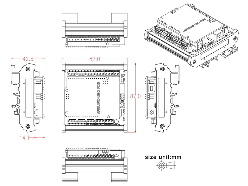 [Australia - AusPower] - Electronics-Salon DIN Rail Mount Screw Terminal Block Adapter Module, for Arduino UNO R3. 