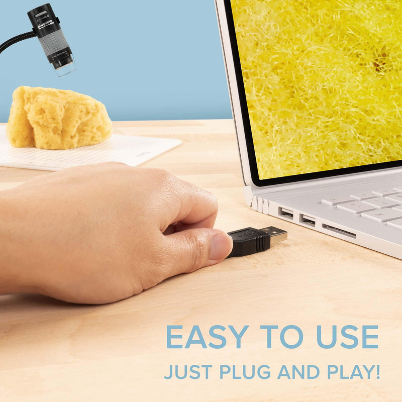 [Australia - AusPower] - Plugable USB Digital Microscope with Flexible Arm Observation Stand Compatible With Windows, Mac, Linux (2MP, 250x Magnification) 