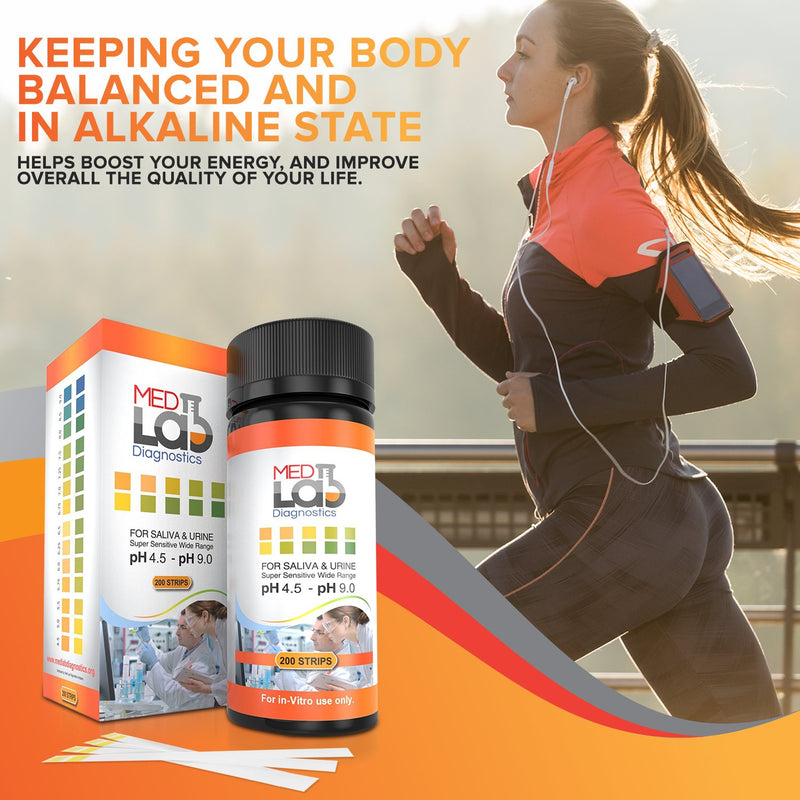 [Australia - AusPower] - pH Test Strips 4.5 to 9.0 ( 200 ct) for Urine and Saliva Body pH Testing. Urinalysis Reagent Test Strips for Acidity and Alkalinity. Alkaline Diet Food and Acid pH Testing 