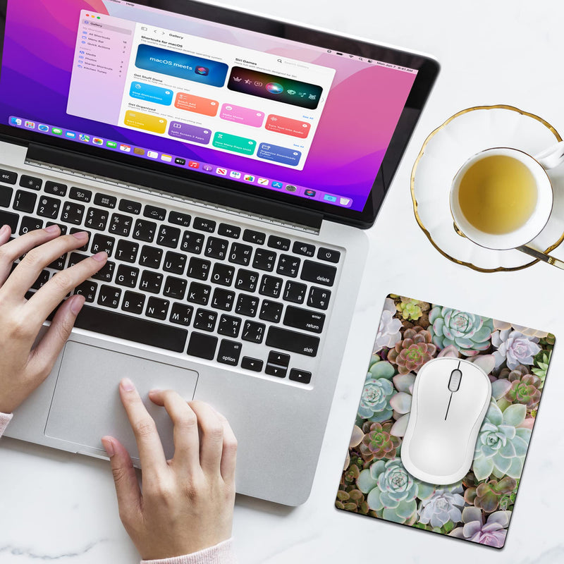 [Australia - AusPower] - Cyanbone Small Mouse Pad Cute, Mini Mouse Pads for Wireless Mouse and Laptop, Travel Mousepad with Designs - Pretty Succulent, Portable Mousepads - 5.5 x 7 in, Computer Accessories for Women Small - 5.5"x7" Pretty Succulents 