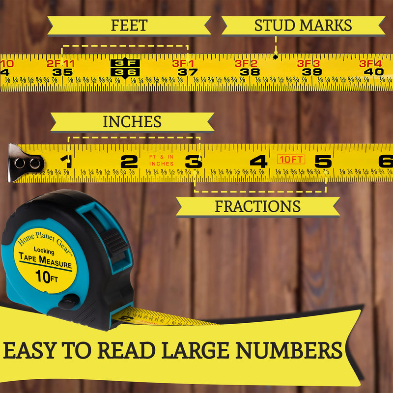 [Australia - AusPower] - Home Planet Gear - 10ft Tape Measure with Fractions - Measurement Tape 3 Pack of Small Measuring Tape Retractable - Mini Measuring Tape Small Tape Measure - Where's My Tape Measure? Blue 