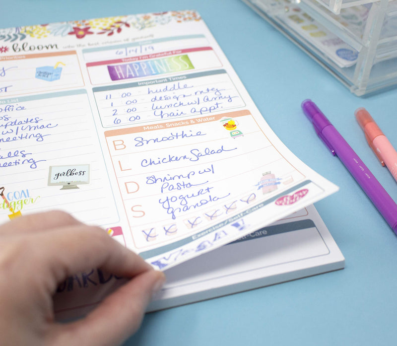 [Australia - AusPower] - bloom daily planners Daily Planning System Tear Off to Do Pad - Undated Planning Sheets - 8.5" x 11" - Floral Dots Daily Planning System - Floral Dots 