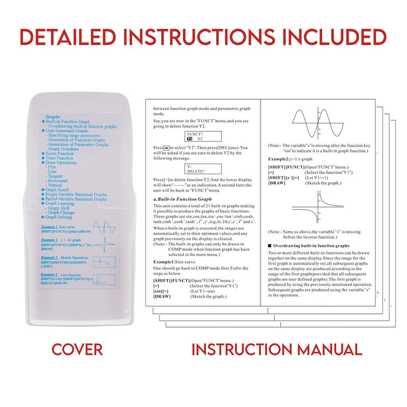 [Australia - AusPower] - Scientific Calculator with Graphic Functions - Multiple Modes with Intuitive Interface - Perfect for Beginner and Advanced Courses, High School or College White 