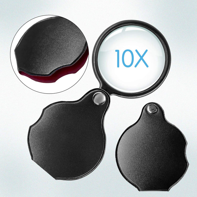 [Australia - AusPower] - Wapodeai 2pcs 10x Small Pocket Magnify Glass Premium Folding Mini Magnifying Glass with Rotating Protective Sheath, Apply to Reading, Science, Jewelry, Hobbies, Books, 1.96in 