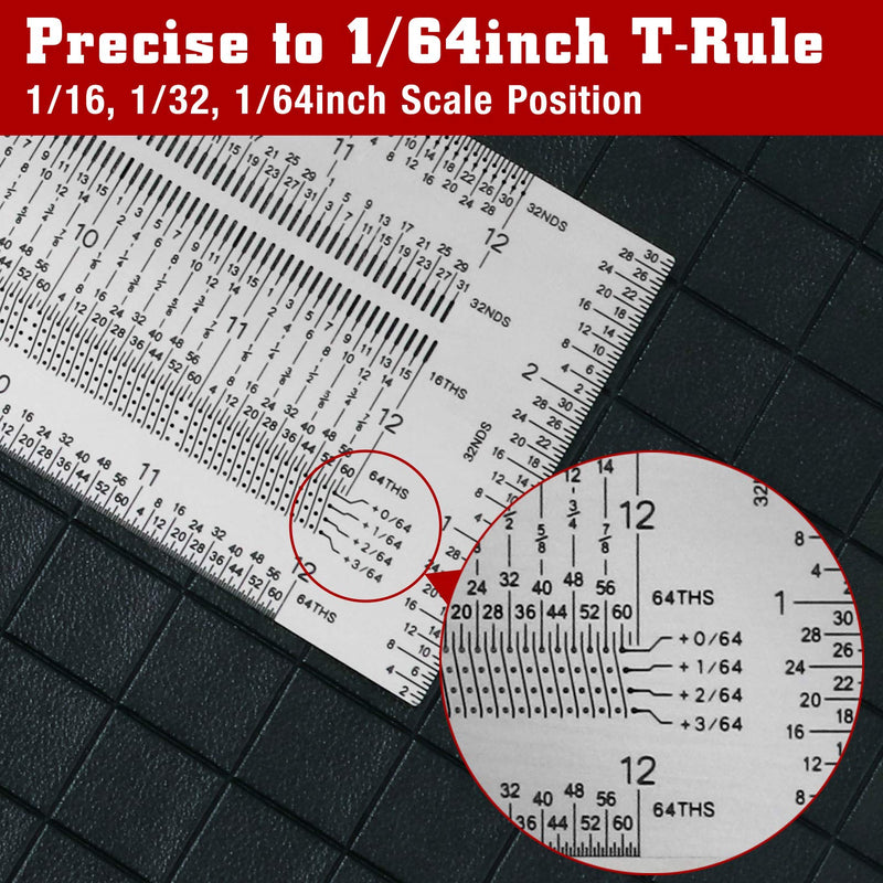 [Australia - AusPower] - T-Rule,Precision Marking T-Rule 12'',Precision Woodworking Tools T-Square 12'',Stainless Steel Positioning Scribing Gauge, Carpenter Mark T-Rule 12Inch 
