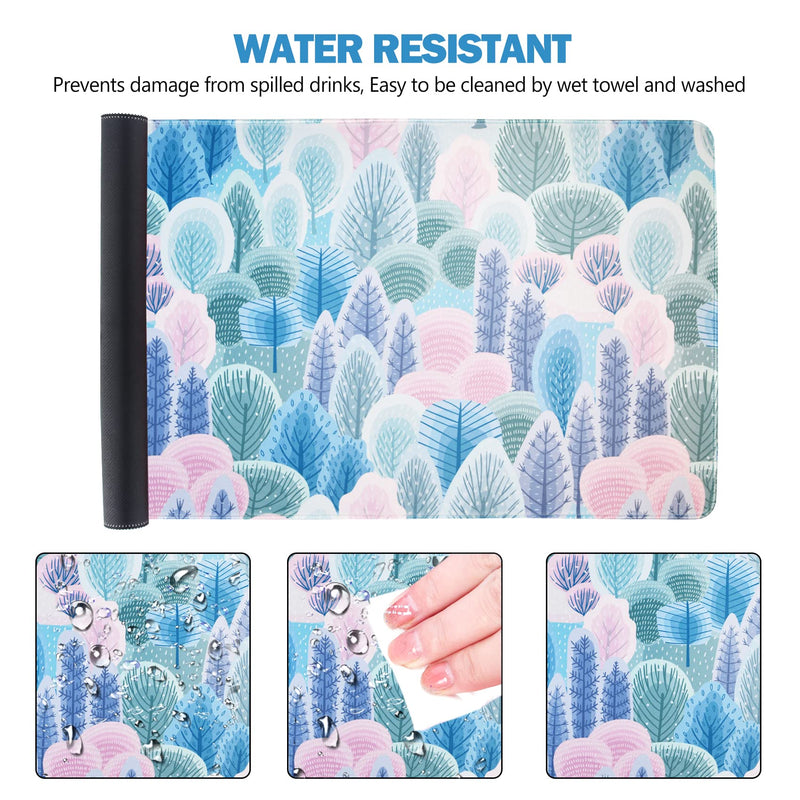 [Australia - AusPower] - AIMSA Extended Gaming Mouse Pad, XL Large Keyboard Mouse Mat Desk Pad with Stitched Edges, Durable Non-Slip Base Mousepad for Home Office, 35x15.7inch, Abstract Trees and Cactus 