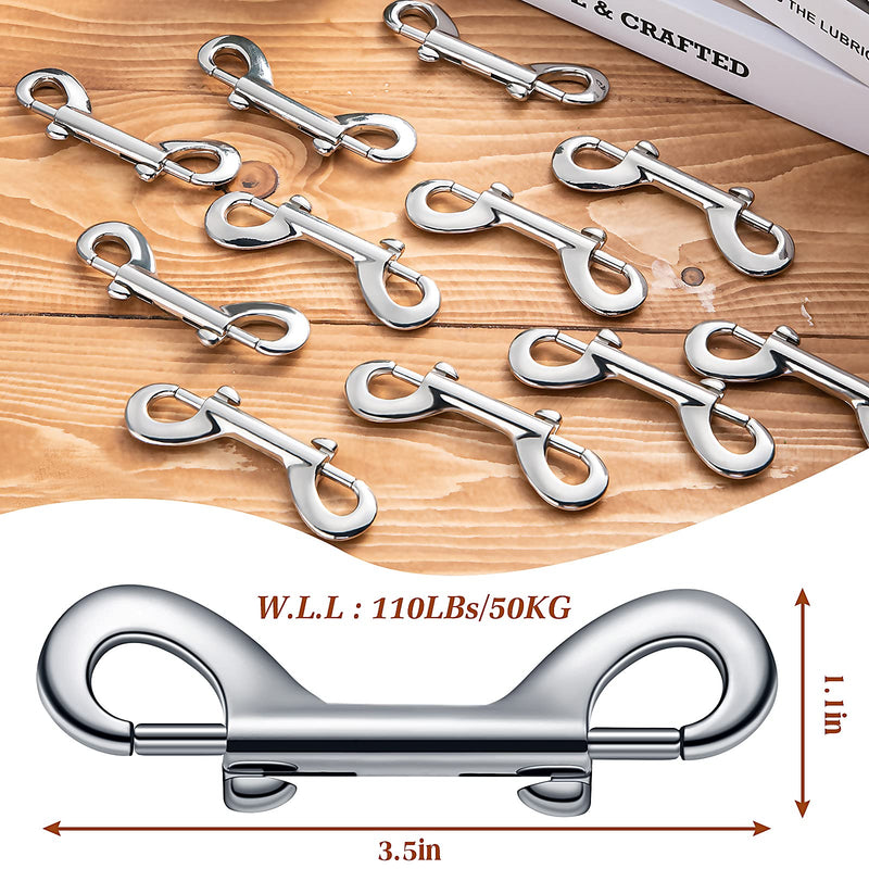 [Australia - AusPower] - 12 Pieces Double Ended Bolt Snaps Hook Zinc Alloy Double Trigger Clips Home Pet Accessory for Linking Dog Leash Collar Leash Key Chain Horse Tack Pet Sling Feed Buckets 3.5 Inch 