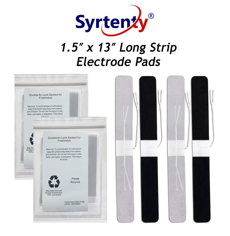 [Australia - AusPower] - Syrtenty TENS Unit Replacement Pads - Pack of 4 Electrode Squares for Muscle Stimulation & Therapy - 1.5" x 13" Stimulator Pad Set 1.5"x13" 