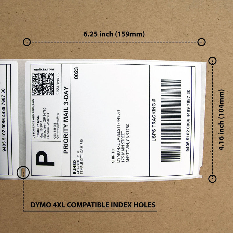 [Australia - AusPower] - Buhbo Compatible with DYMO LabelWriter 4XL 4" x 6" Shipping Label 1744907, White (220 Per Roll) 1 Roll 