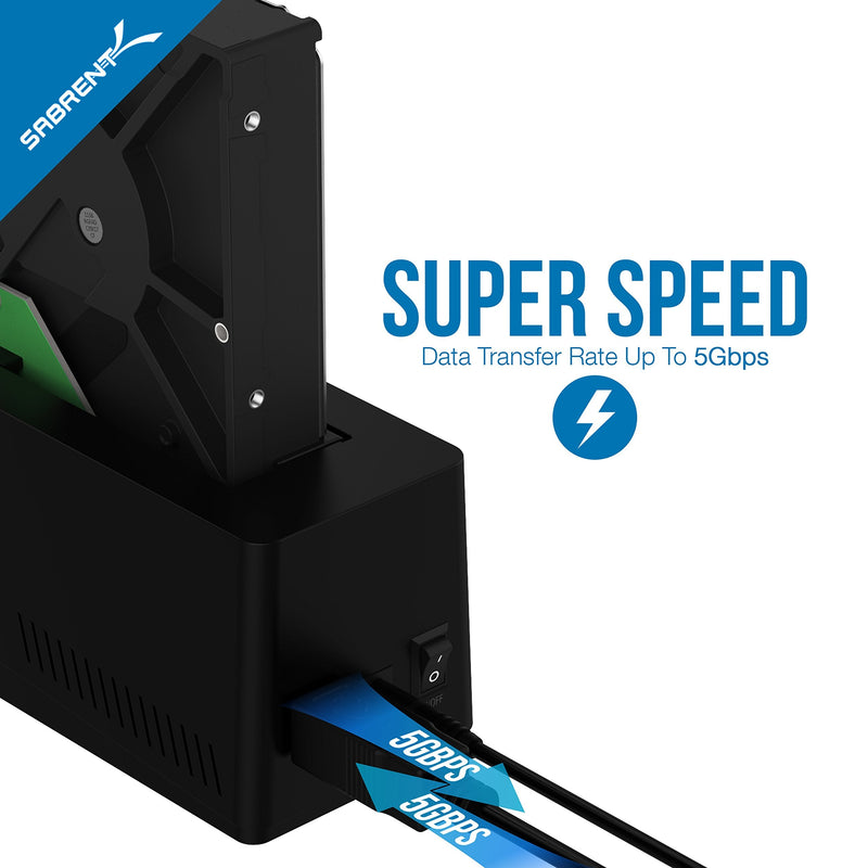 [Australia - AusPower] - SABRENT USB 3.0 to SATA External Hard Drive Docking Station for 2.5" or 3.5"' HDD, SSD [Support UASP] (EC-UBLB) 1 BAY 