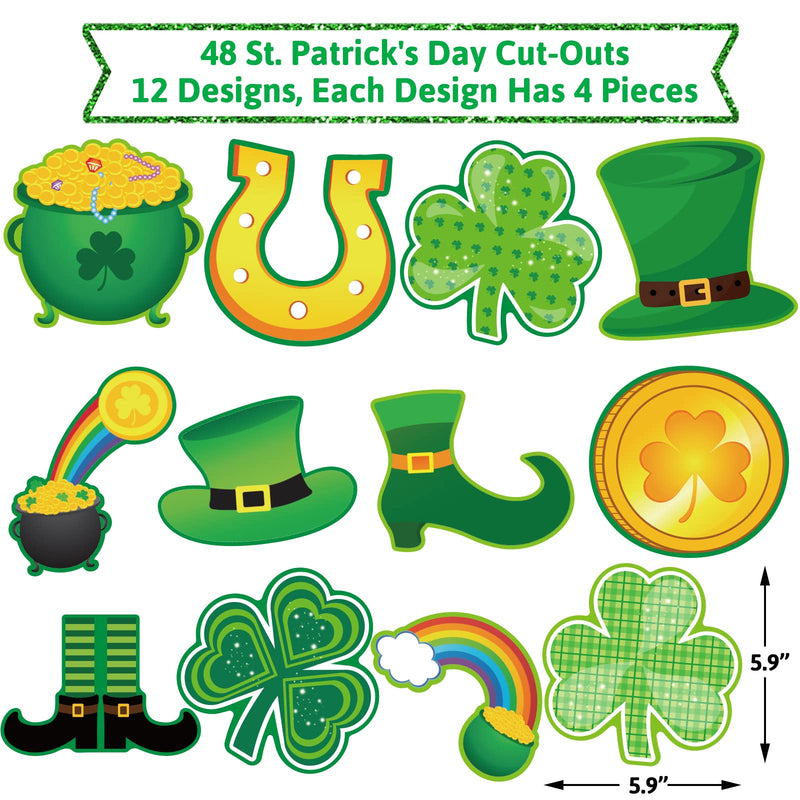 [Australia - AusPower] - 48pcs St. Patrick's Day Cutouts Shamrock Clover Cut-Outs for Classroom Bulletin Board Decorations 