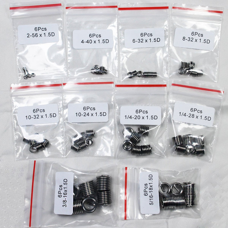 [Australia - AusPower] - 60pcs Unified USA 304 Stainless steel Helical Wire Threaded Insert Assortment Kit 